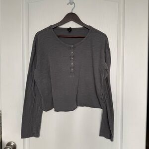 Wild Fable Charcoal Long Sleeve Henley Top